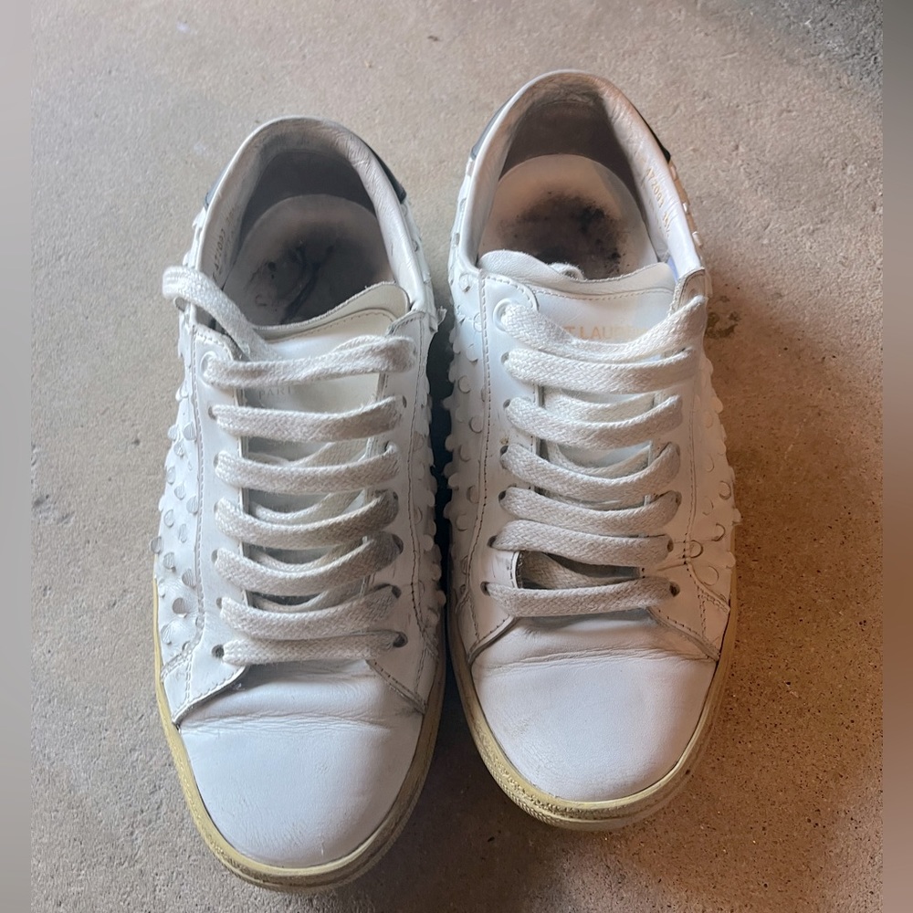 Saint Laurent Women’s Sneakers, White Perforated Leather
